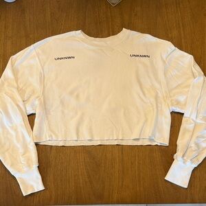 Unknwn White Cropped Sweatshirt